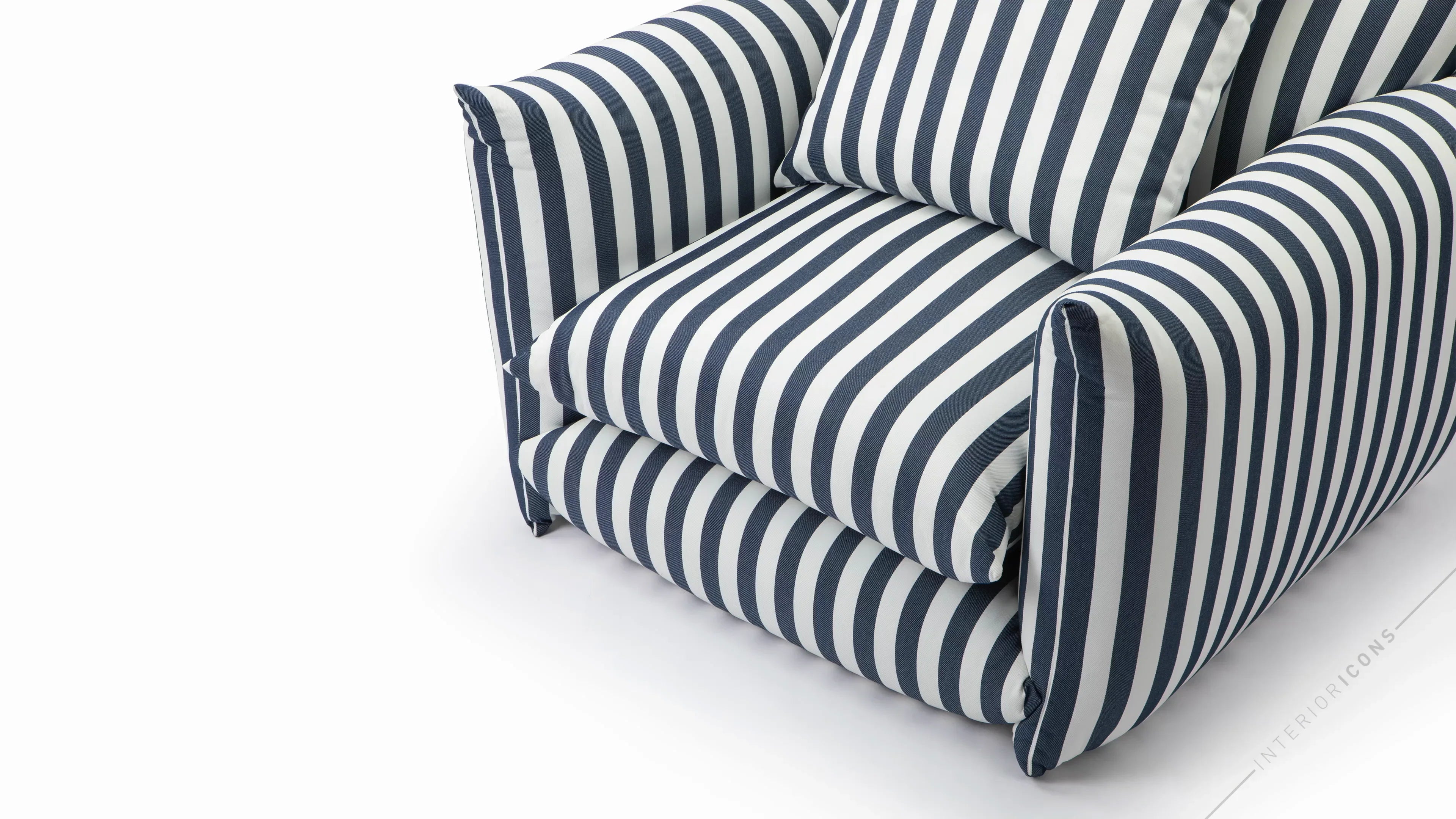 Hoxton Indoor Outdoor Chair: Modern Navy Stripe Lounge