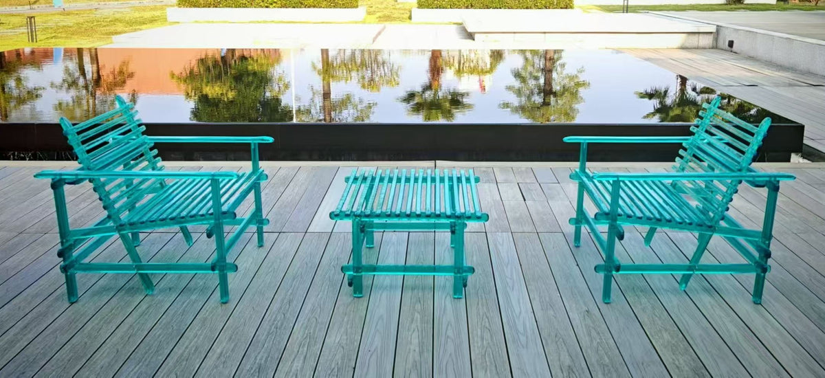 Luxury Translucent Resin Patio Furniture Set | Custom Acrylic Outdoor Chair and Coffee Table (Edra A’mare Style)