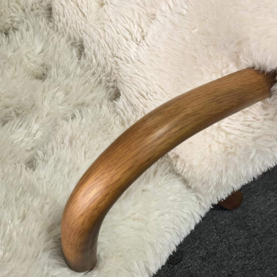 Arctander Clam Chair & Matching Ottoman | Vintara Design Mid-Century Modern Sherpa Lounge Set