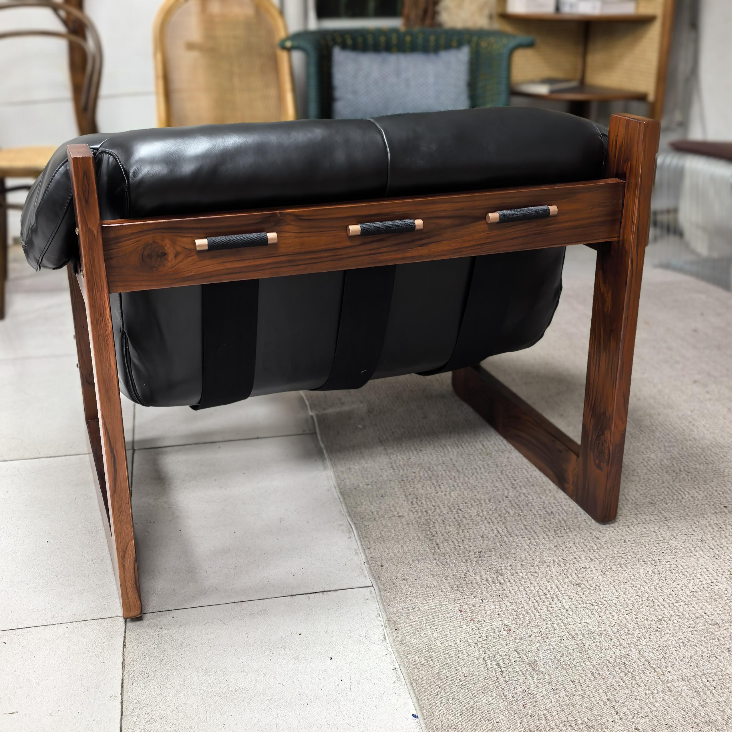 Mid-Century Modern Rosewood & Leather Armchair