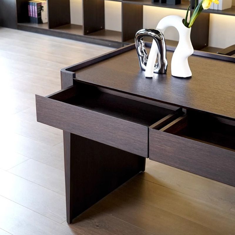 Contemporary Office Desk with Rich Dark Wood Finish