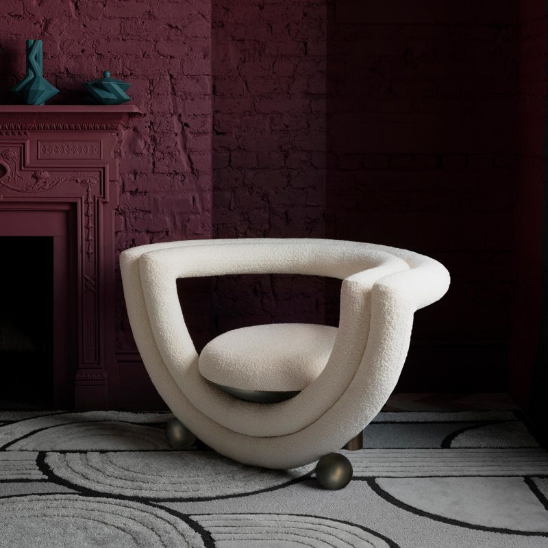 Kissing Armchair by Lara Bohinc - Sculptural Bronze & Cream Bouclé