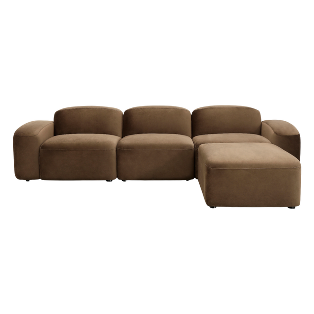 Brunello Sectional Sofa - Warm Brown Velvet Modular L-Shaped Sofa