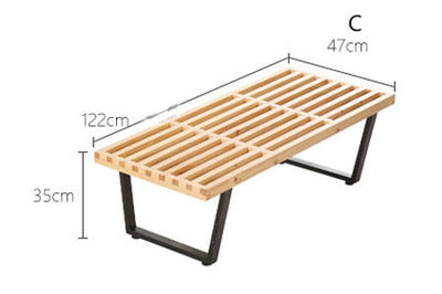 Banc à lattes en bois moderne du milieu du siècle dans le style de George Nelson
