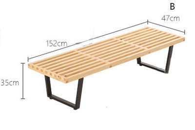 Banc à lattes en bois moderne du milieu du siècle dans le style de George Nelson
