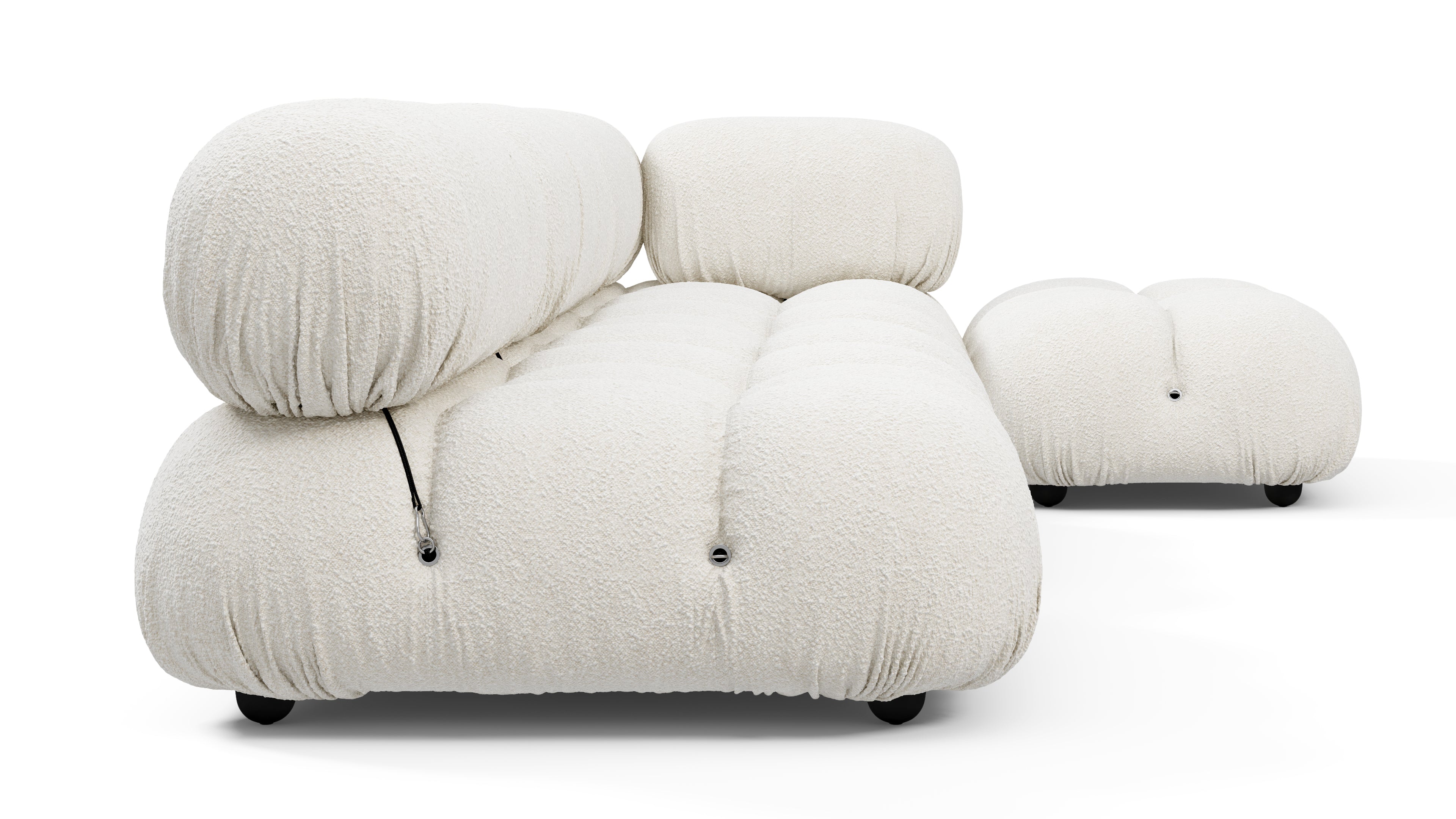 Mario Bellini Sofa Right Chaise, White Boucle