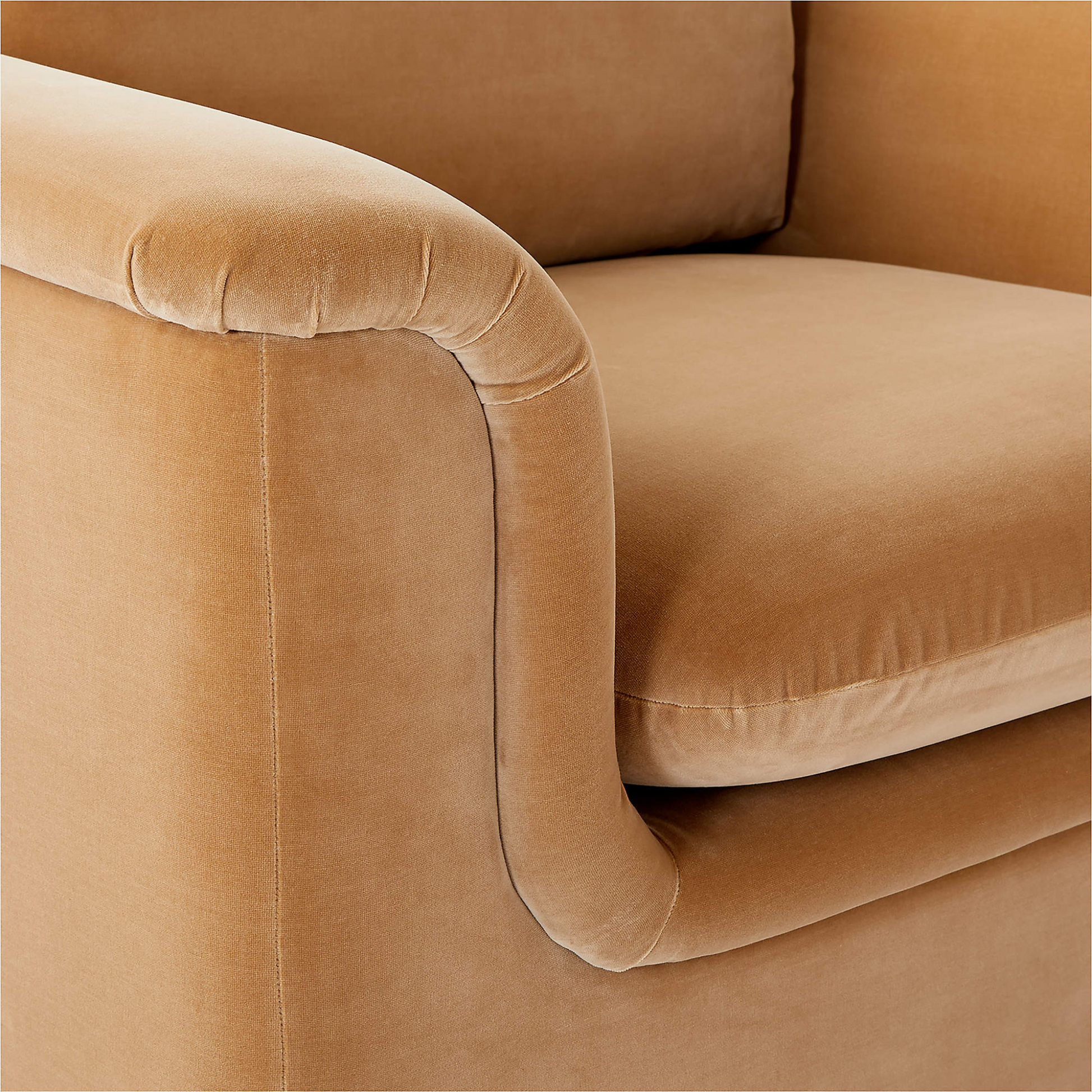 Mardones Camel Brown Velvet Lounge Chair | Modern Sculptural Velvet Accent Chair