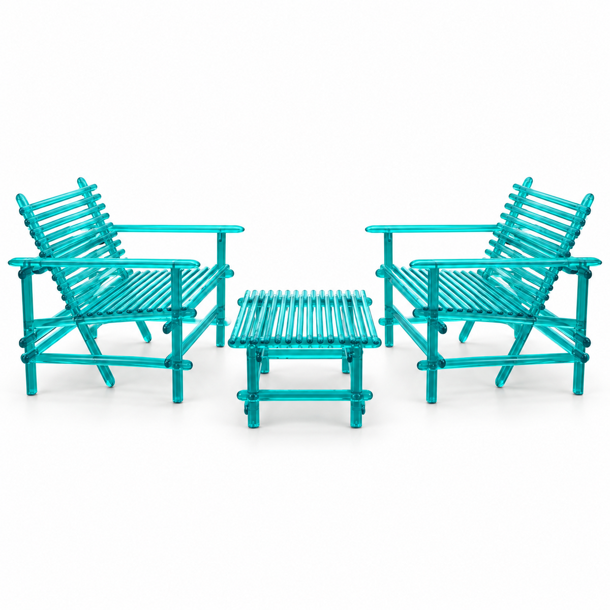 Luxury Translucent Resin Patio Furniture Set | Custom Acrylic Outdoor Chair and Coffee Table (Edra A’mare Style)