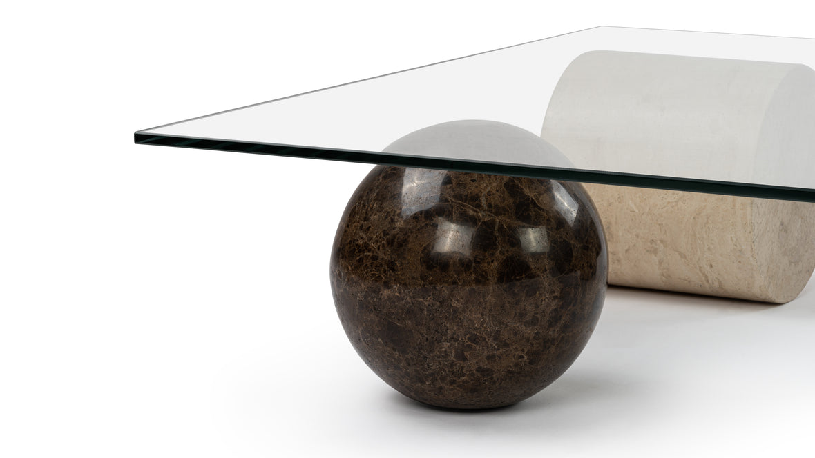 Modern furniture piece with Solange mixed stone table, enhancing living room decor.