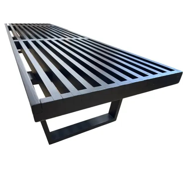 Elegant black lacquer George Nelson bench