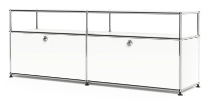 Haller Modular Lowboard L with Extension, White Powder-Coated Panels