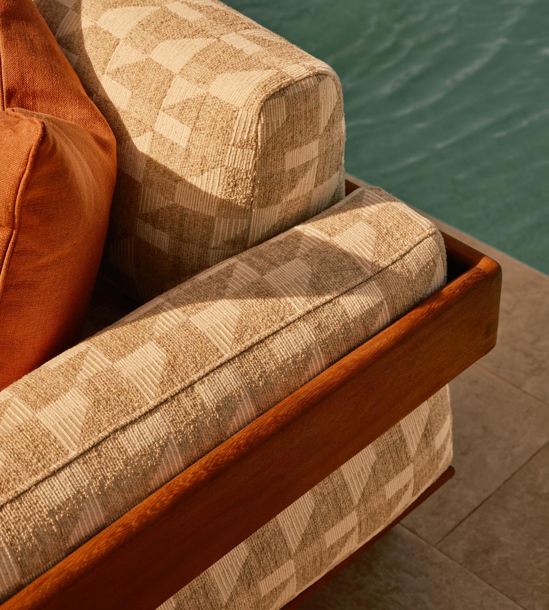 Vintara Design Marcia Sofa, Mid-Century Modern Geometric Pattern