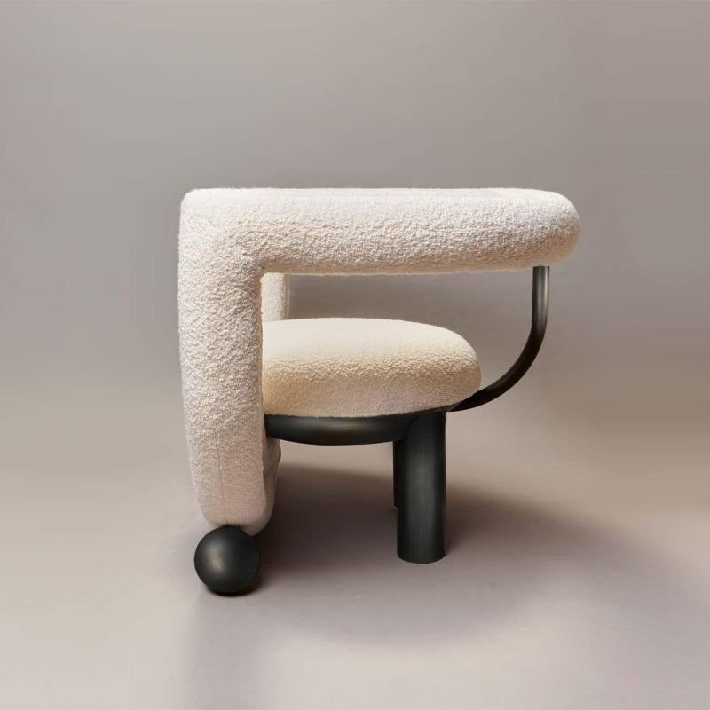Kissing Armchair by Lara Bohinc - Sculptural Bronze & Cream Bouclé