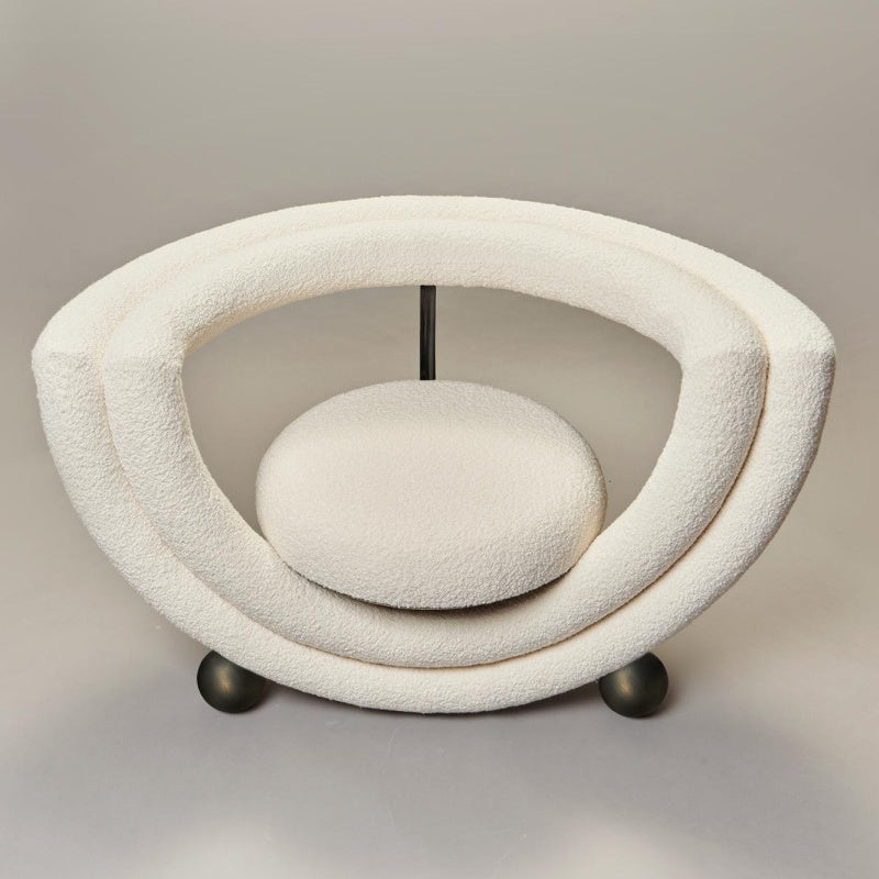 Kissing Armchair by Lara Bohinc - Sculptural Bronze & Cream Bouclé