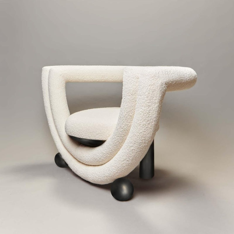 Kissing Armchair by Lara Bohinc - Sculptural Bronze & Cream Bouclé