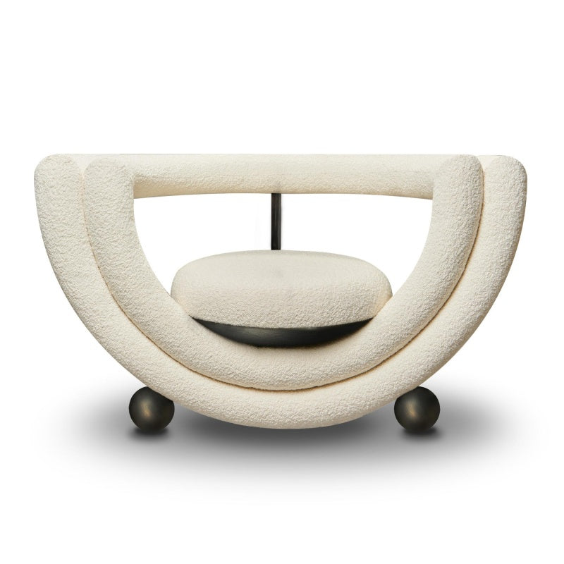 Kissing Armchair by Lara Bohinc - Sculptural Bronze & Cream Bouclé
