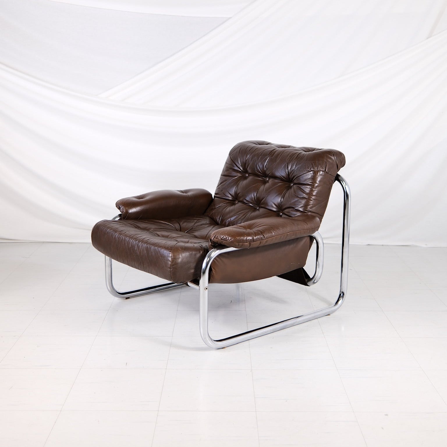 - vintage-ikea-armchair-retro-fabric-front-view