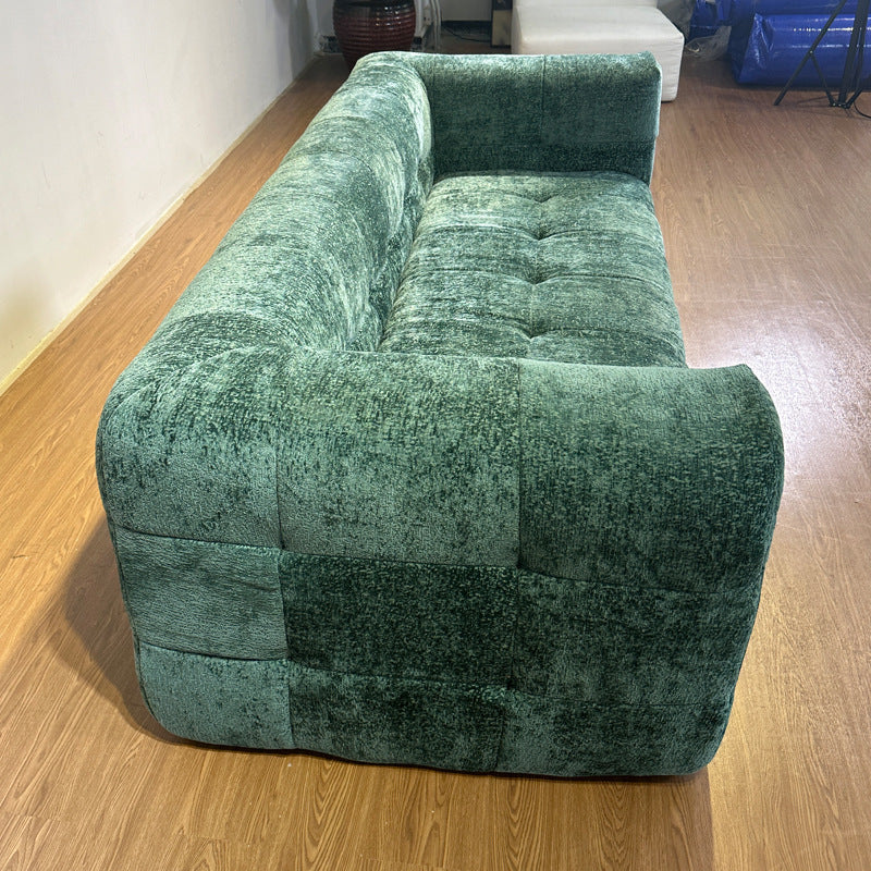 Teal Tufted Velvet Sofa | Modern Blocky Lounge Seating