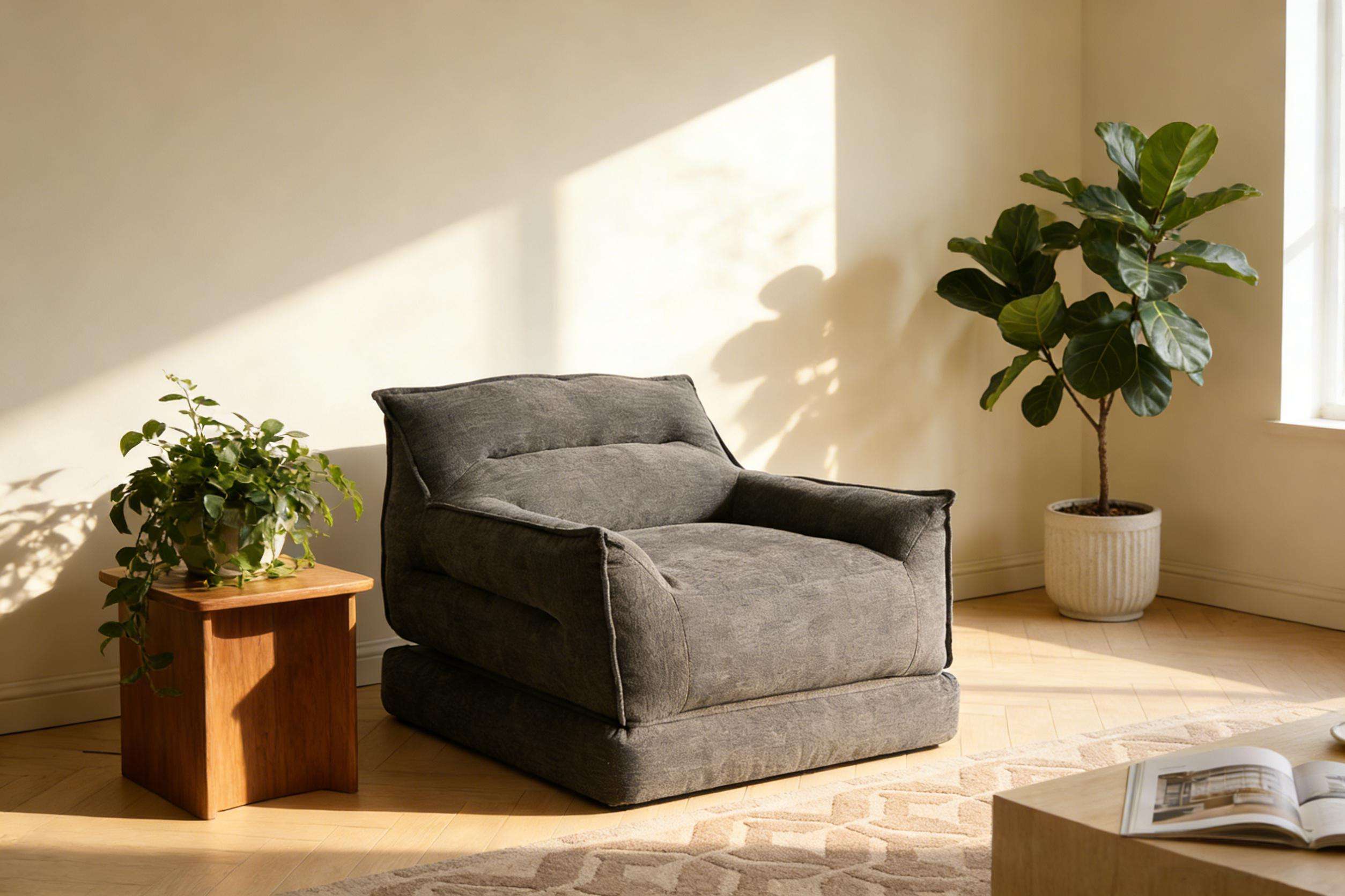 Plush Convertible Lounge Chair | 2-in-1 Floor Sofa & Guest Bed