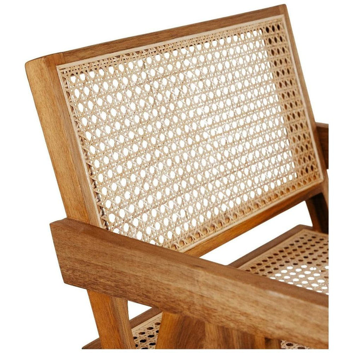 Chandigarh Series Bar Stool | Solid Wood & Rattan Counter Stool with Arms