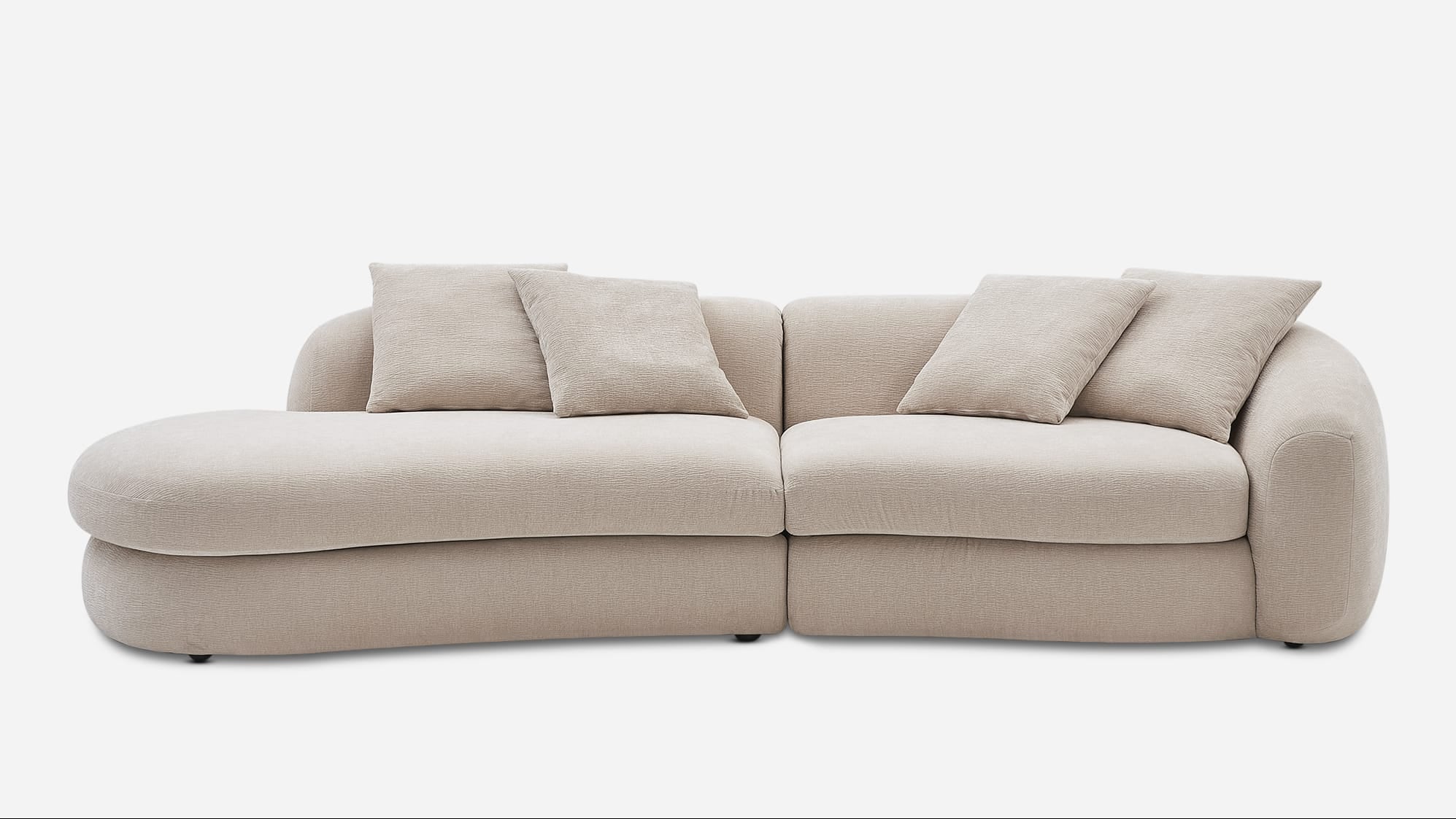 Fable Performance Fabric Side Chaise Sofa 296×124.5×85cm Beige Upholstery