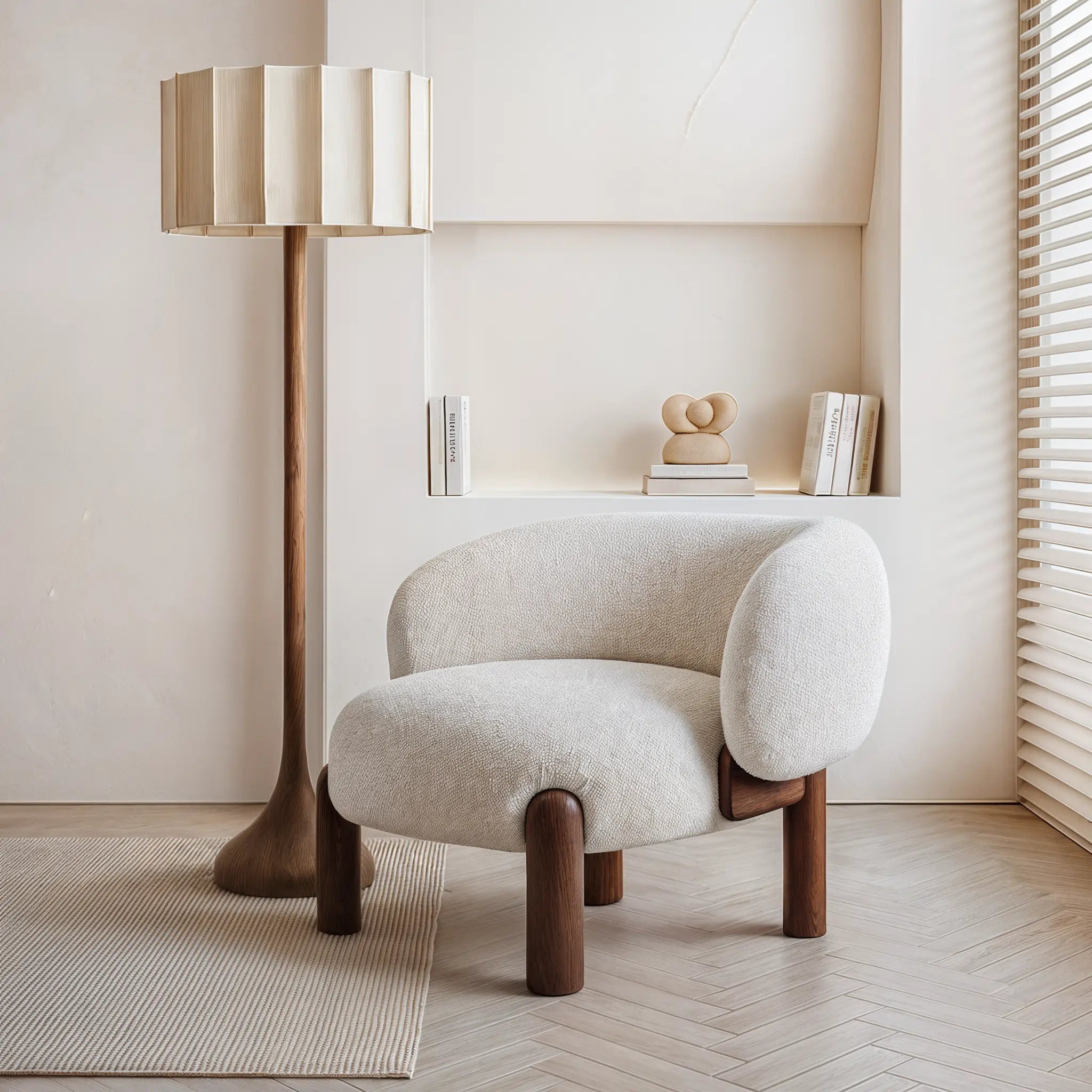 Solid Wood Legs Textured Fabric Accent Chair