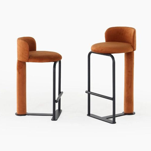 FOX Stool with Matte Black Metal Frame and Footrest
