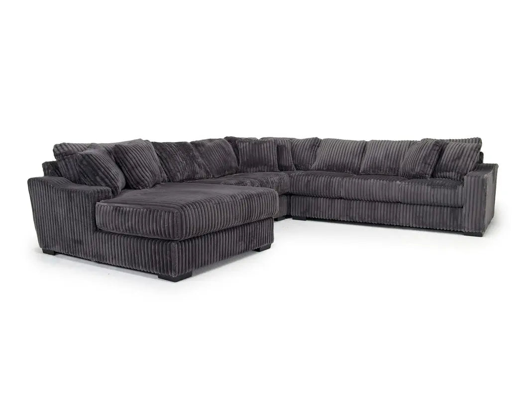 Casper Corduroy Sectional Sofa in Charcoal Grey