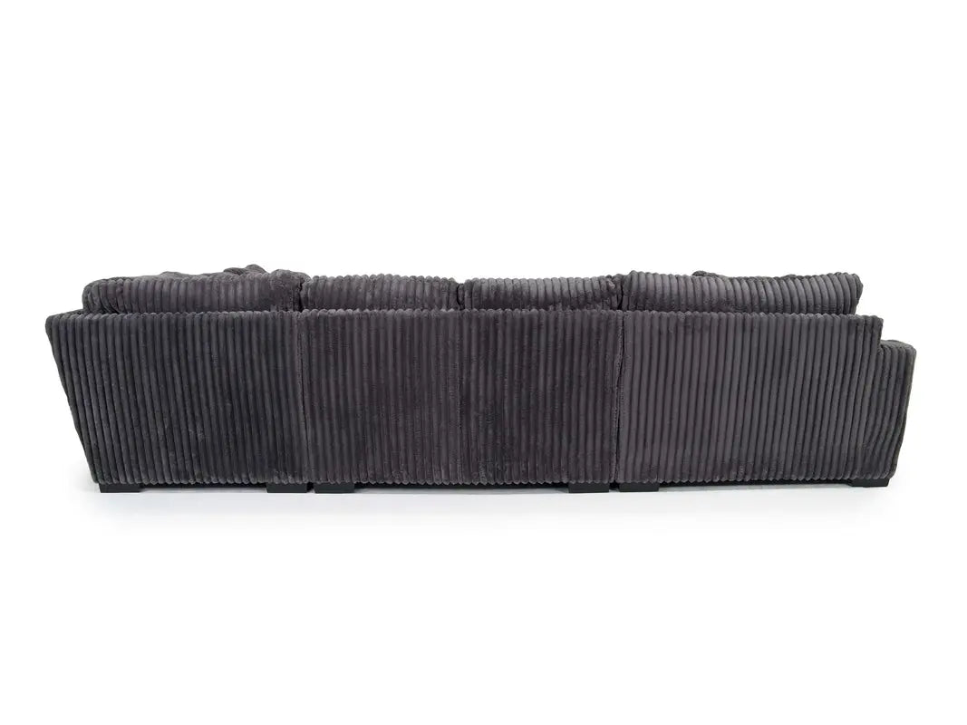 Oversized Charcoal Grey Sectional with Wide-Wale Fabric