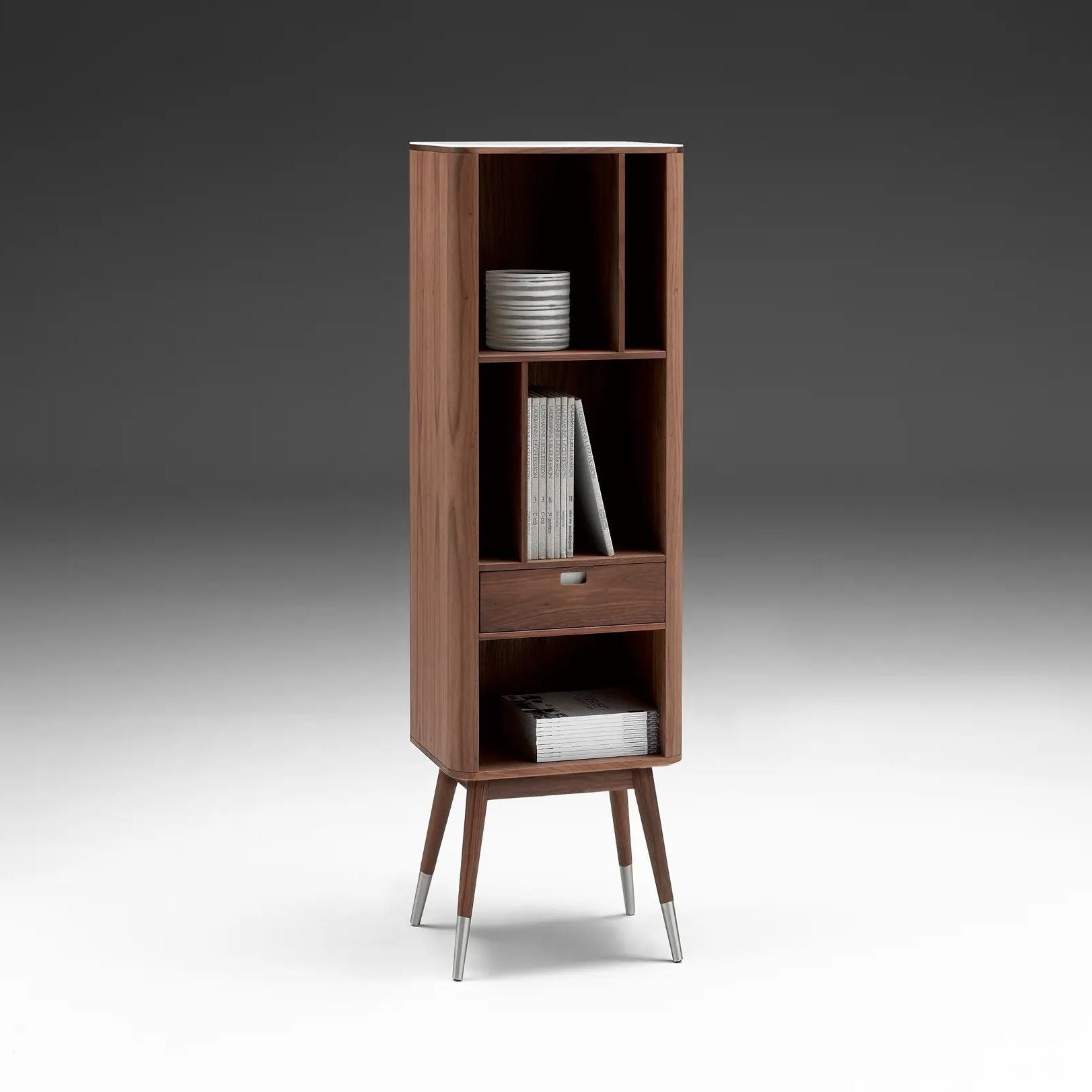 Mid-Century Modern Open Shelving Unit with Tapered Legs