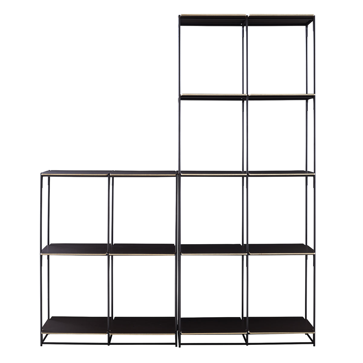 170cm Tall Minimalist Black Steel & Wood Shelving Unit