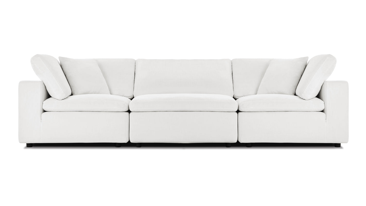 Elegant Sky Cloud Three-Seater Sectional Sofa in pristine white linen