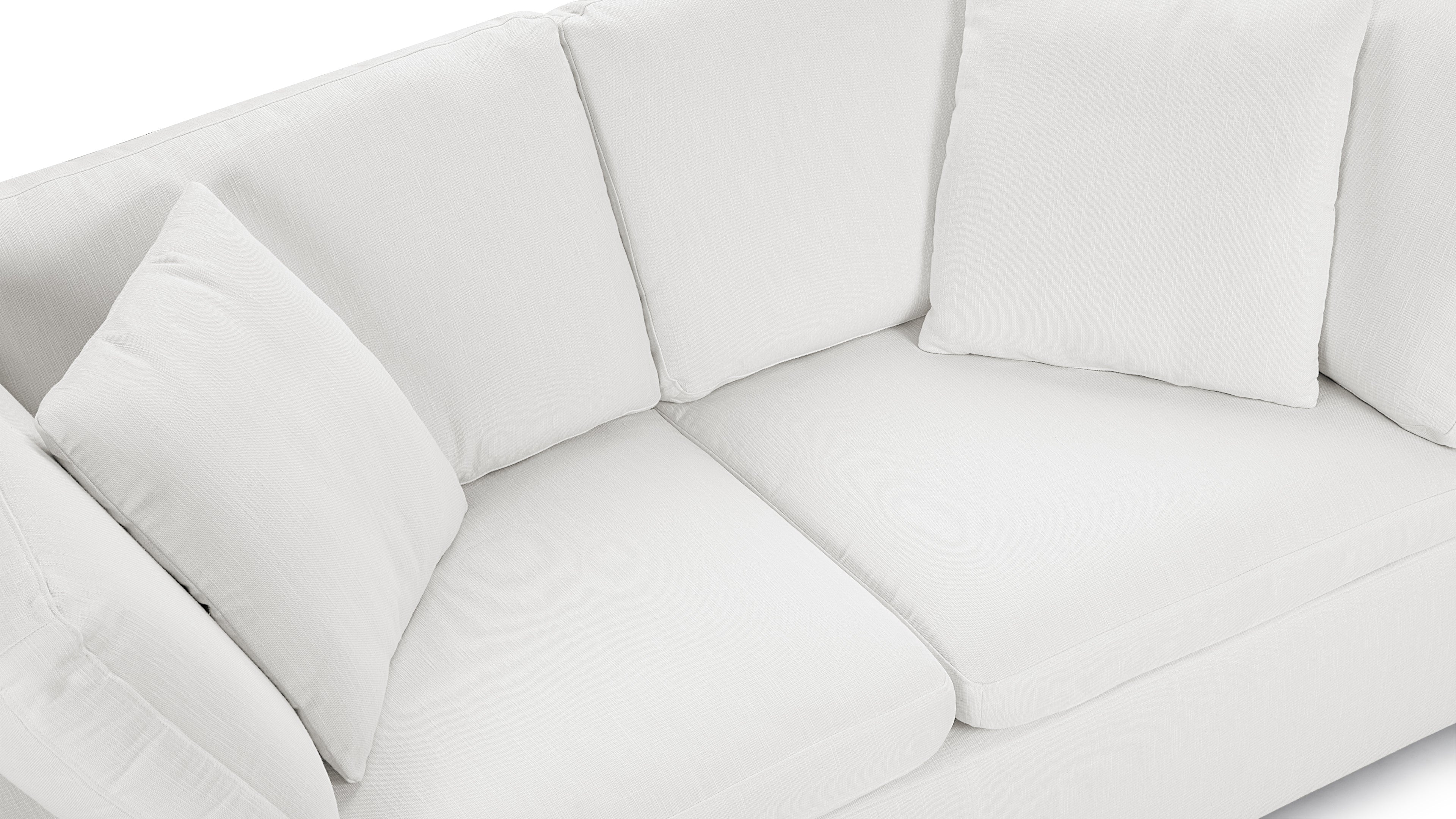 Sectional cloud couch with easy-to-reconfigure pieces for any room layout