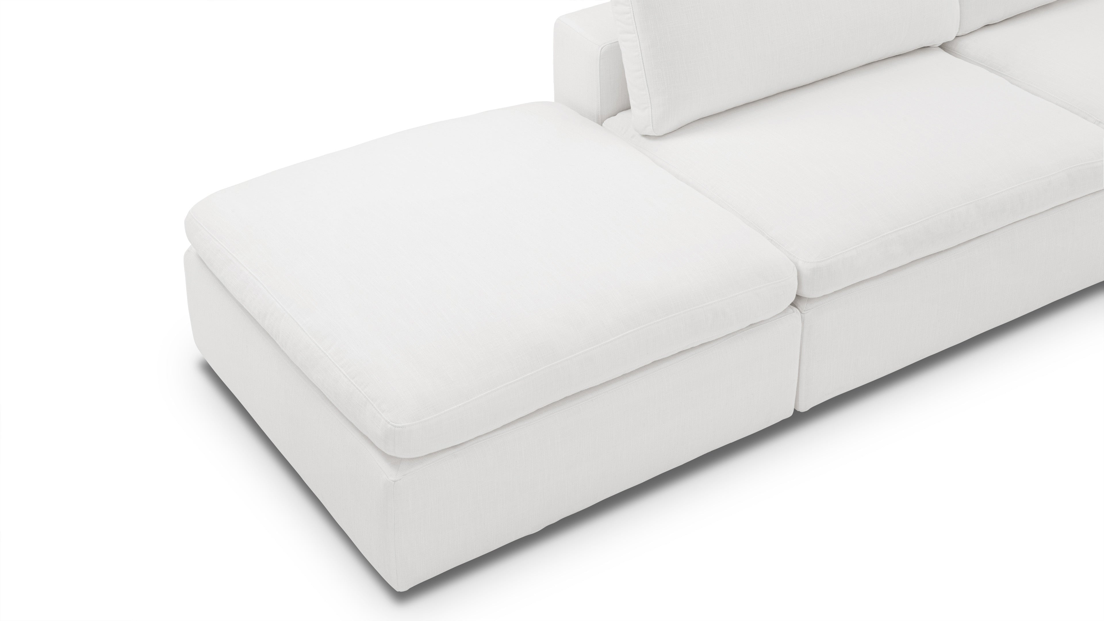 Eco-friendly Sky Cloud sectional sofa crafted from naturally rot-resistant Merbau wood.