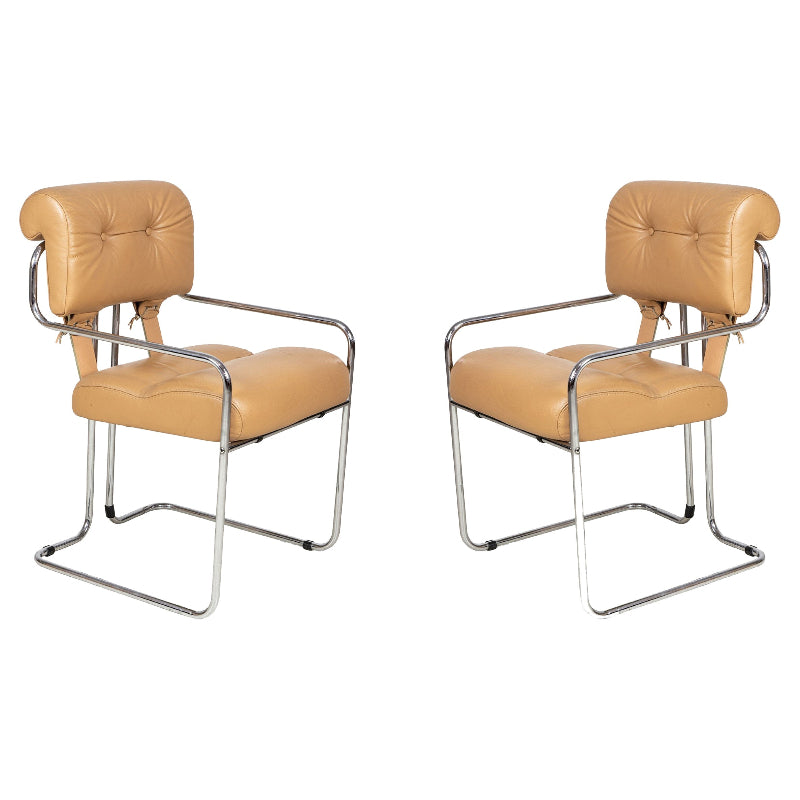 Set of 12 Mariani Tucroma Chrome & Leather Dining Chairs