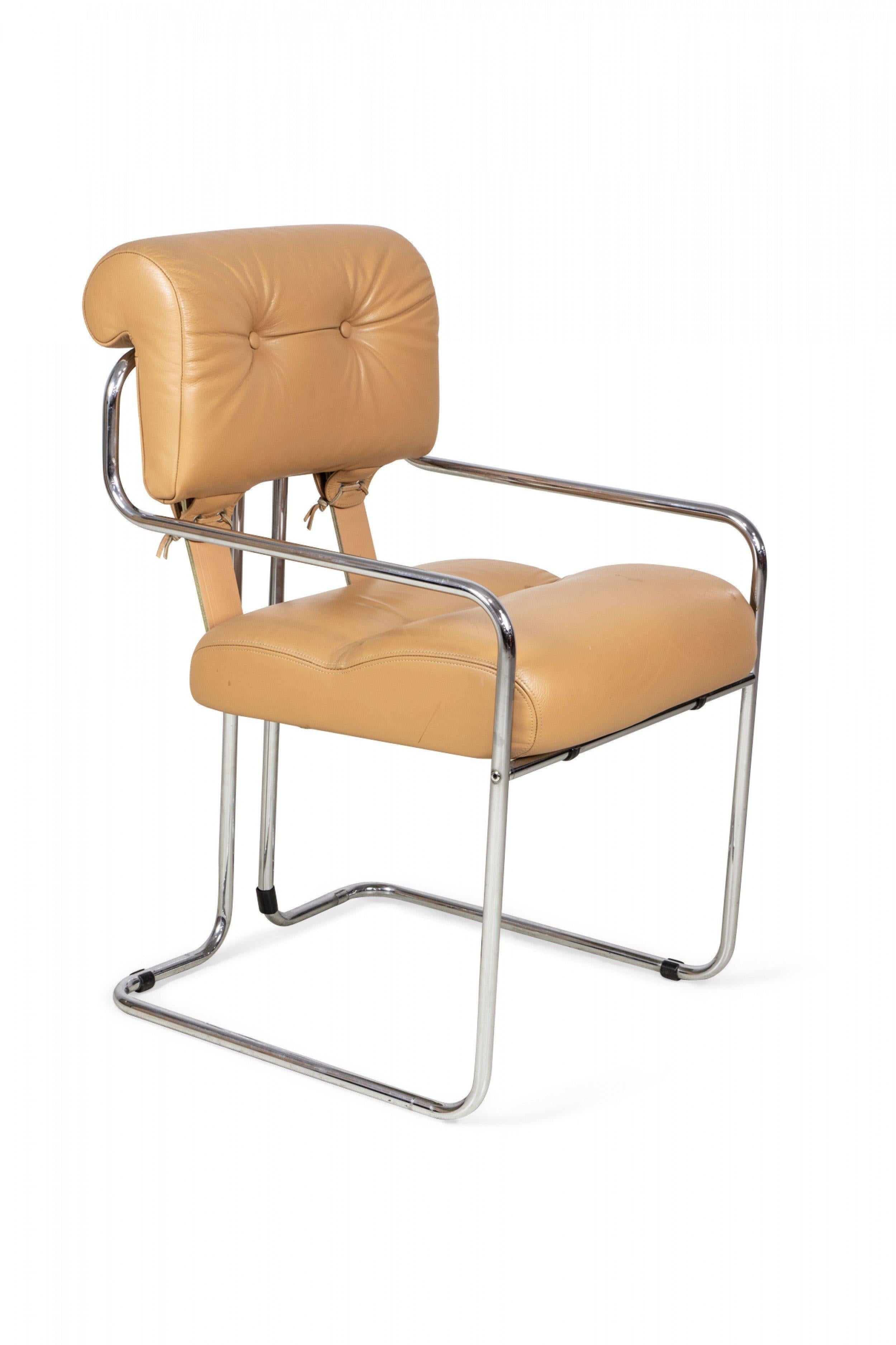 Set of 12 Mariani Tucroma Chrome & Leather Dining Chairs