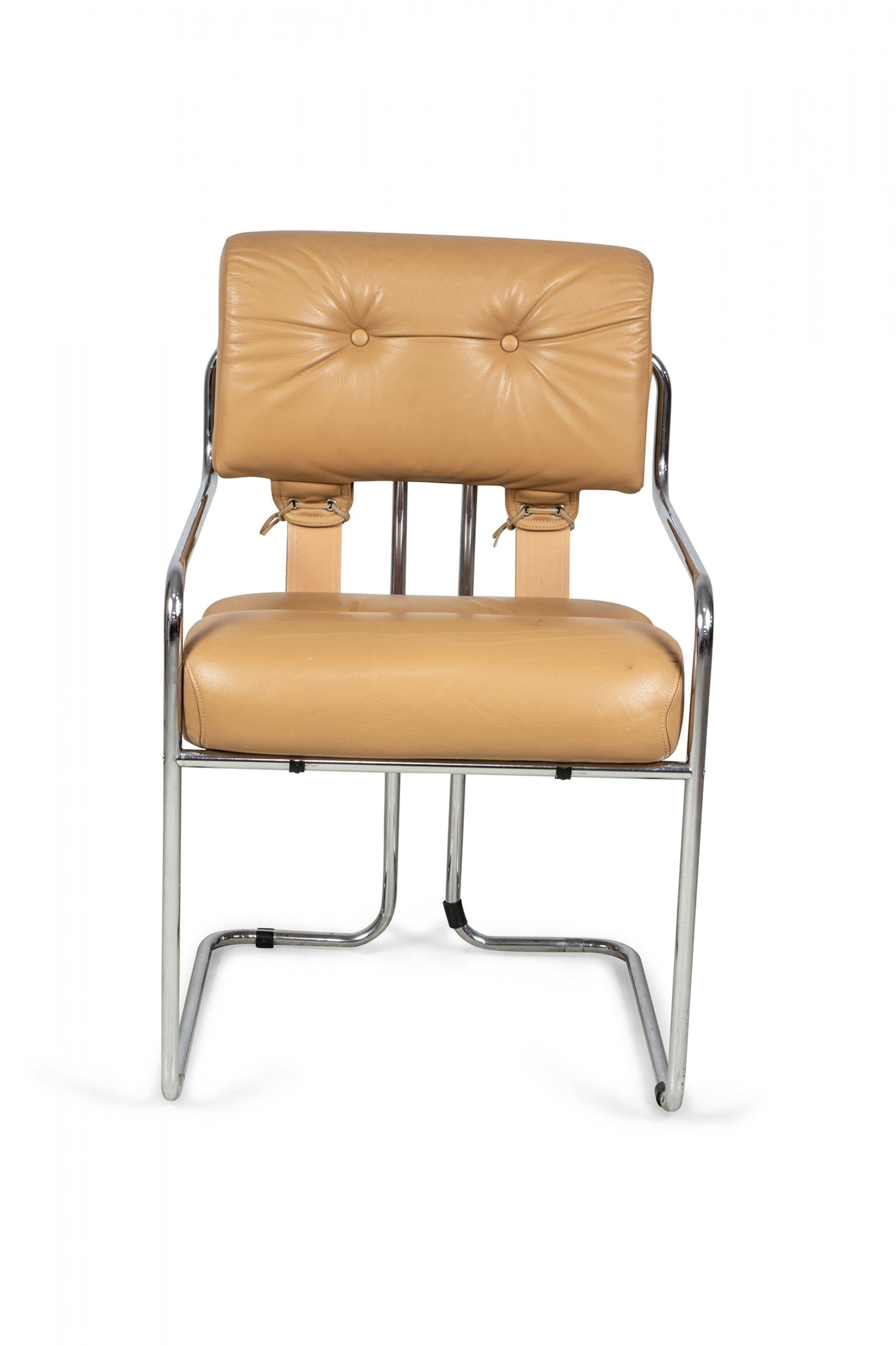 Set of 12 Mariani Tucroma Chrome & Leather Dining Chairs