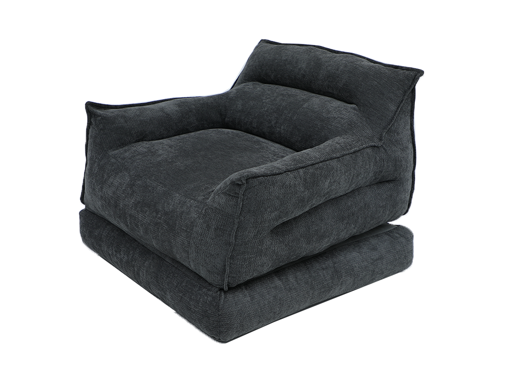 plush-convertible-lounge-chair-charcoal-front-view