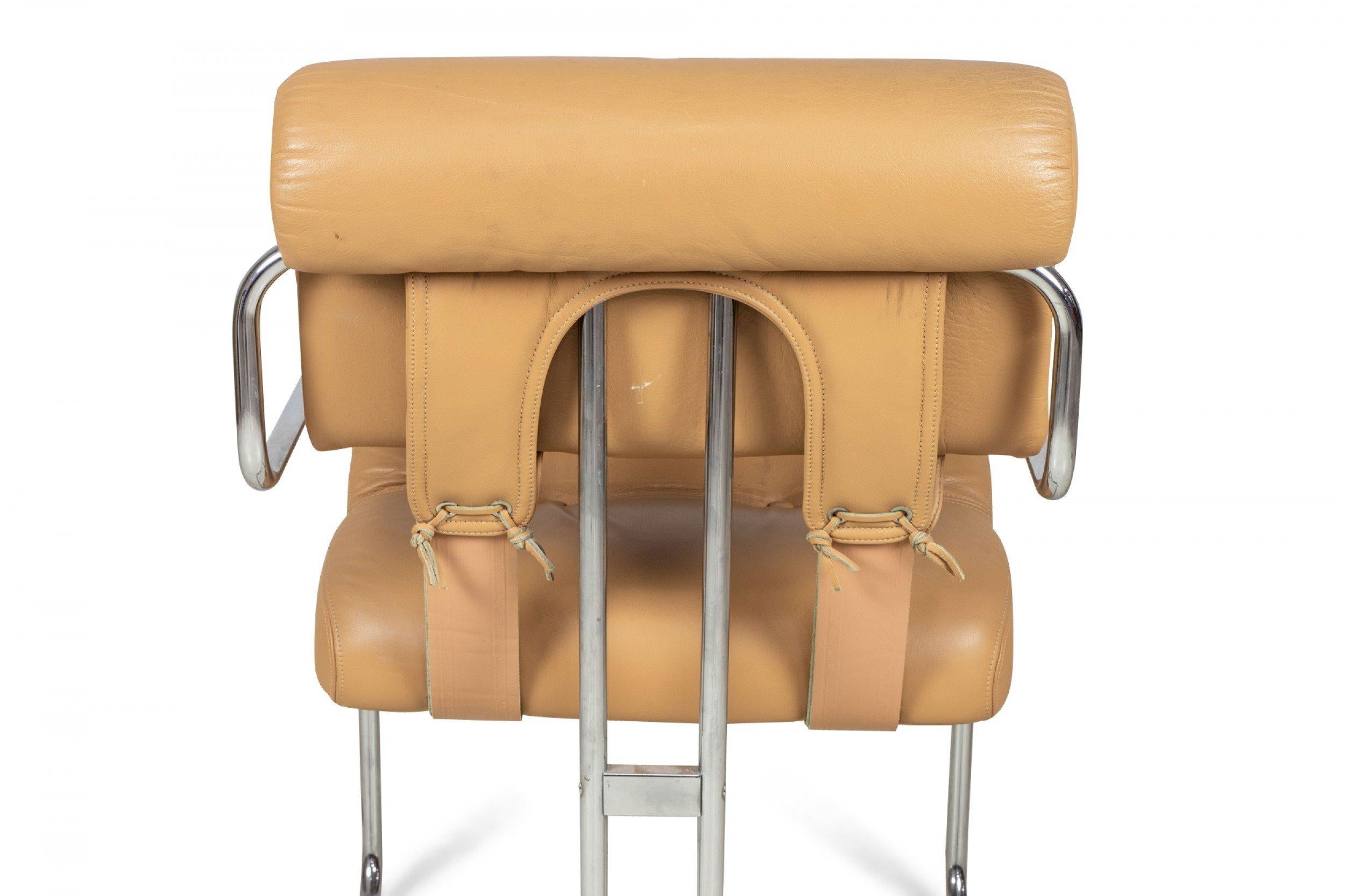 Set of 12 Mariani Tucroma Chrome & Leather Dining Chairs