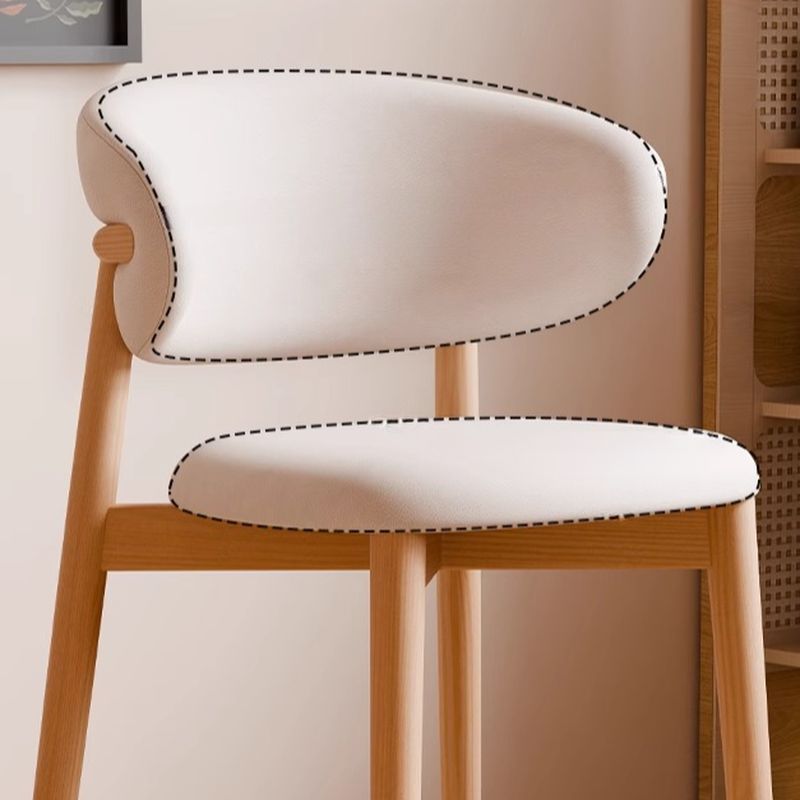 Minimalist Curved Back Bar Stool | Light Walnut Ash Wood & Bouclé Fabric Counter Stool