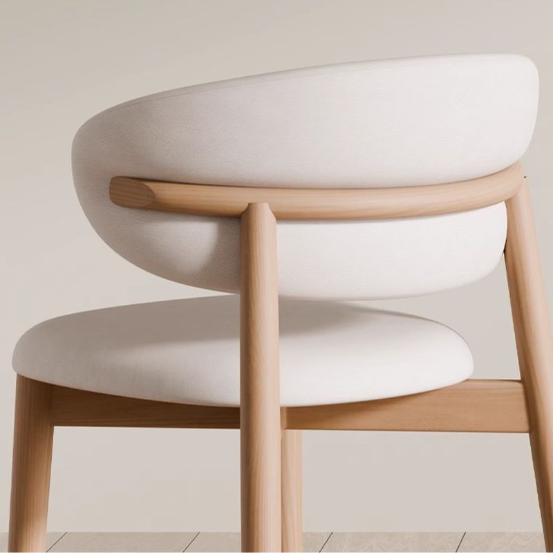 Minimalist Curved Back Bar Stool | Light Walnut Ash Wood & Bouclé Fabric Counter Stool