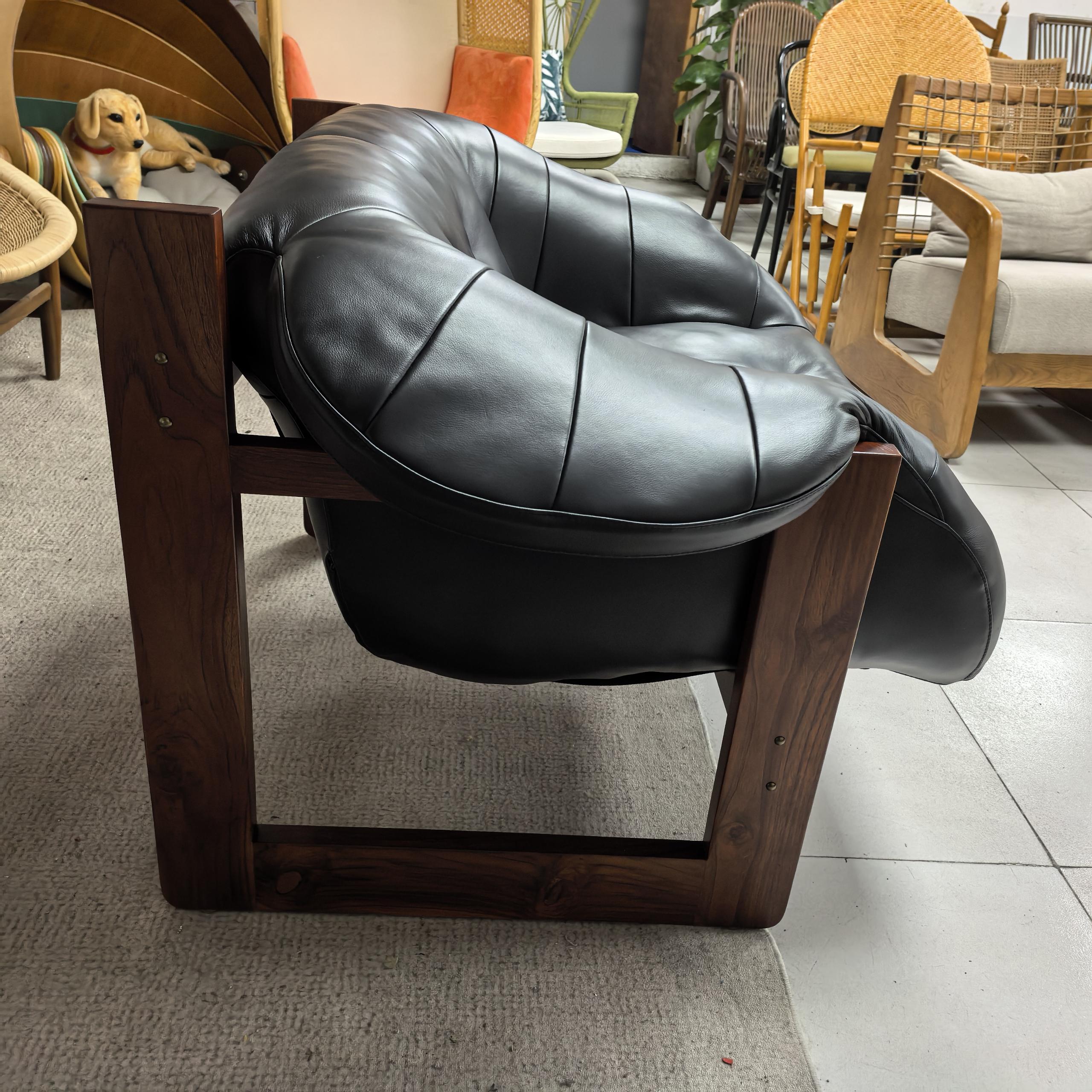 Mid-Century Modern Rosewood & Leather Armchair