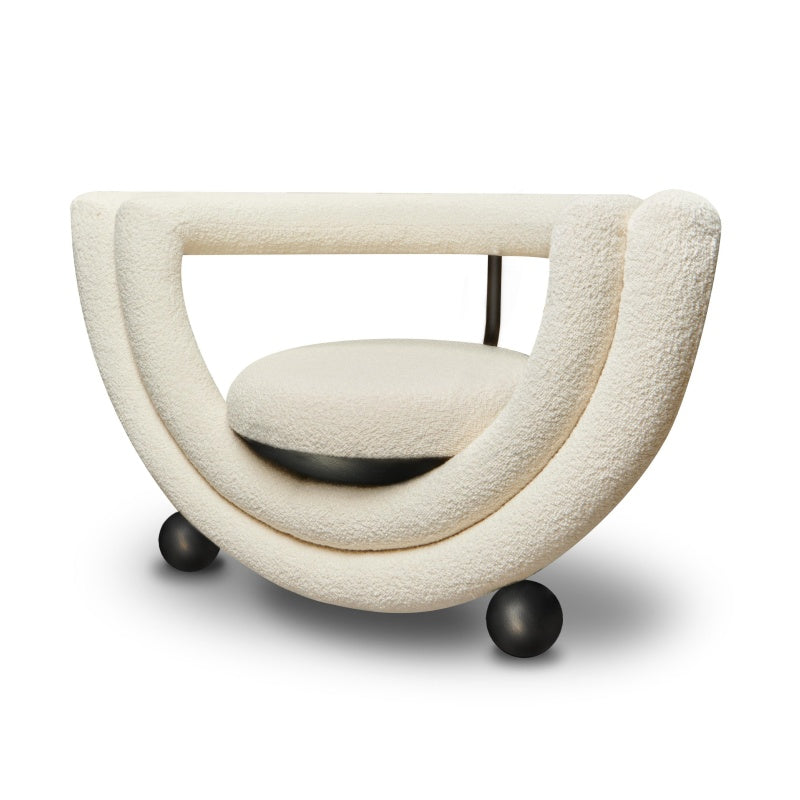Kissing Armchair by Lara Bohinc - Sculptural Bronze & Cream Bouclé