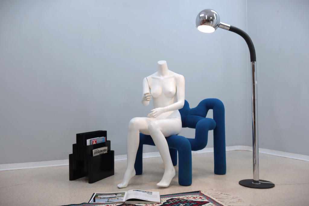 Ekstrem Chair | Iconic 1972 Design Blue Fabric Tube Lounge Chair