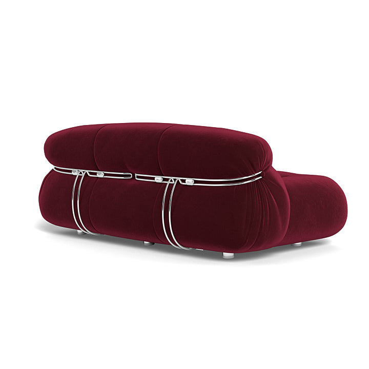 Customizable Soriana loveseat available in various sizes and premium fabrics.