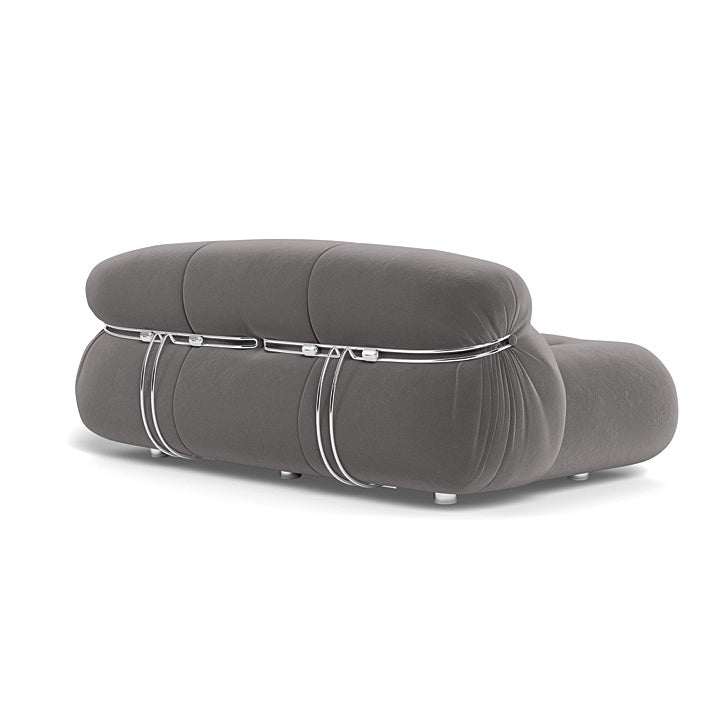 Luxurious Soriana sofa in velvet upholstery, enhancing modern living room elegance.