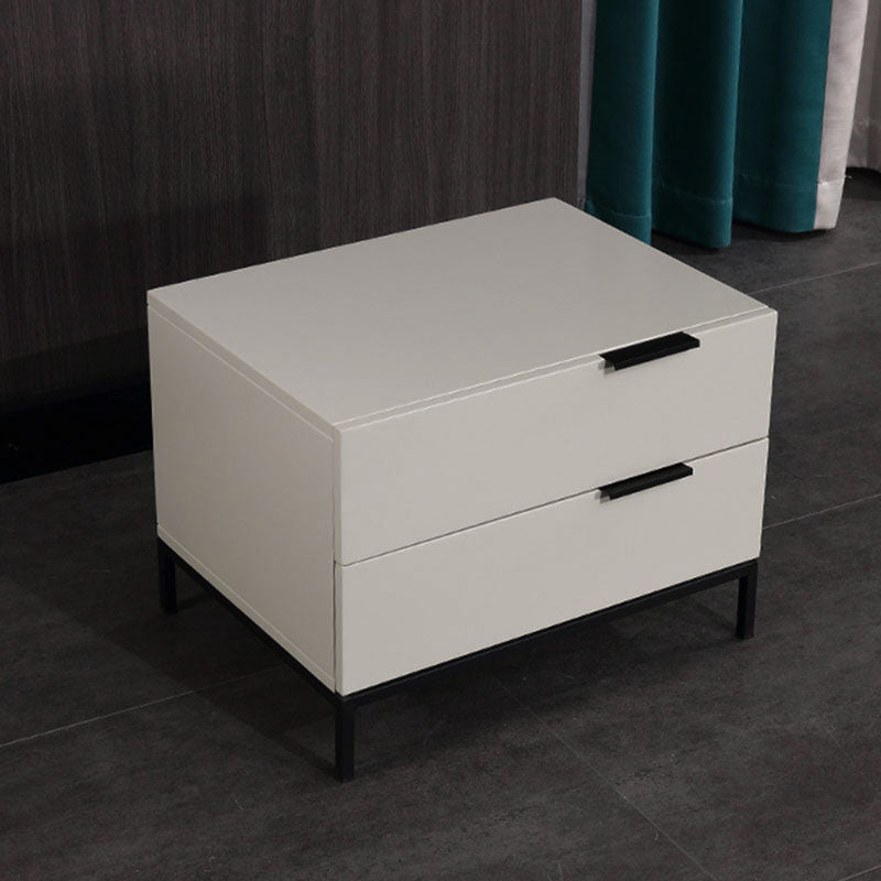 Cream White Scandinavian Nightstand with Black Legs