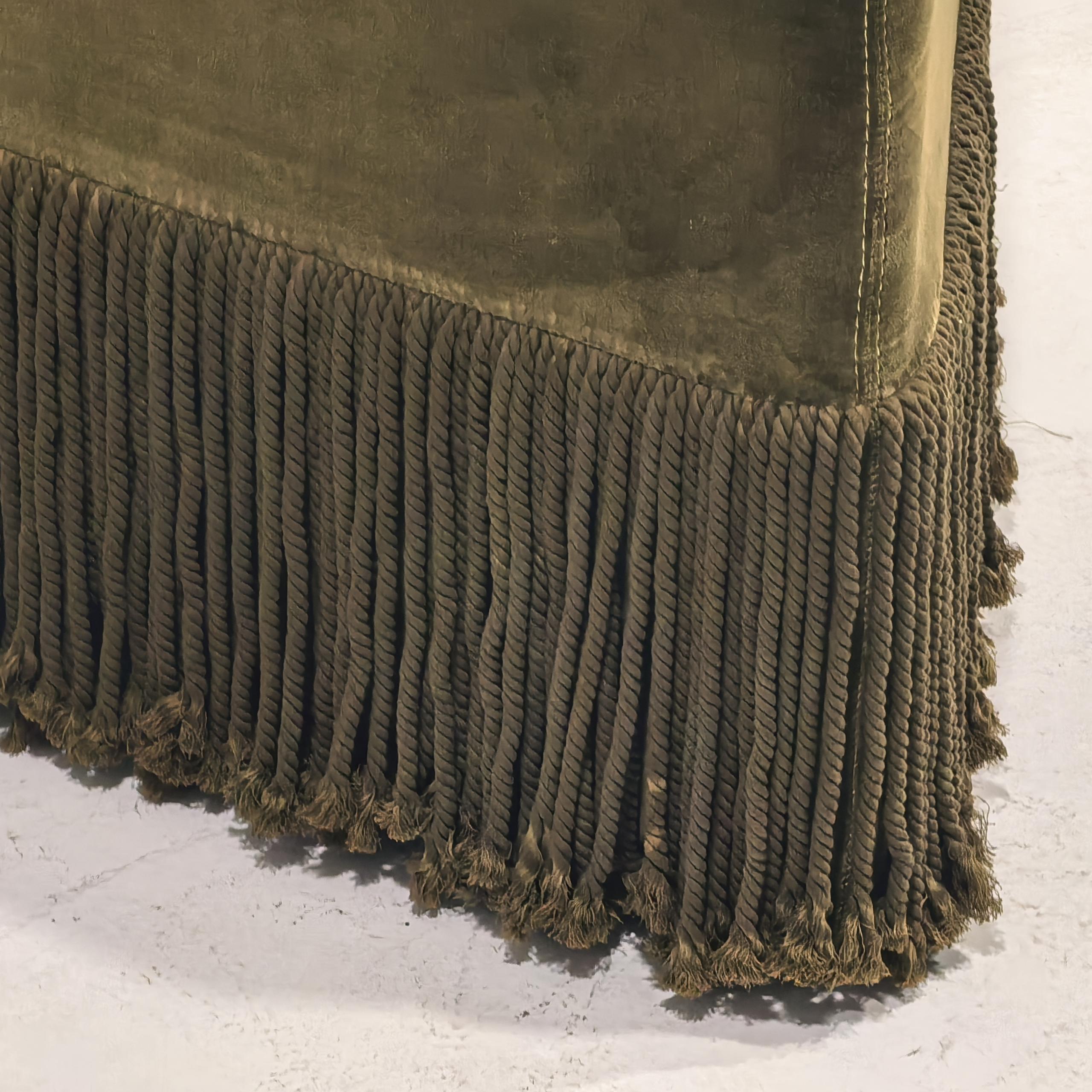 Allard Ottoman Luxe Trillion Cut Velvet & Fringe