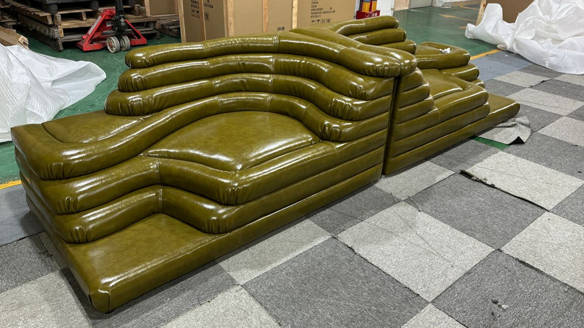 In stock DS-1025 Terrazza sofa, fully assembled, faux oil-wax leather, worldwide sea freight shipping