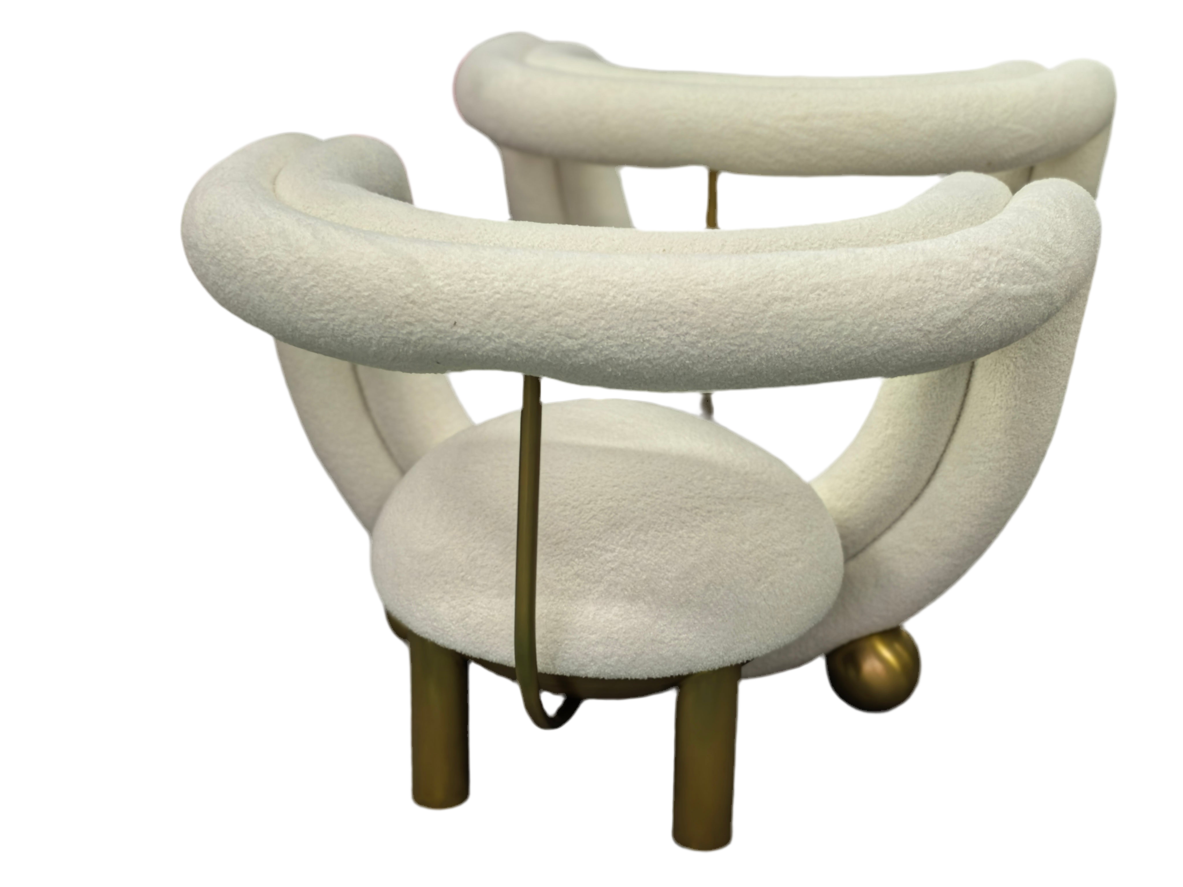 Kissing Armchair by Lara Bohinc - Sculptural Bronze & Cream Bouclé